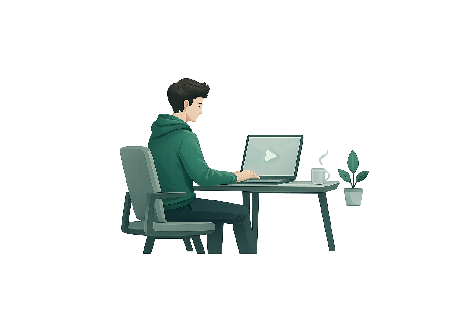 Student learning on laptop